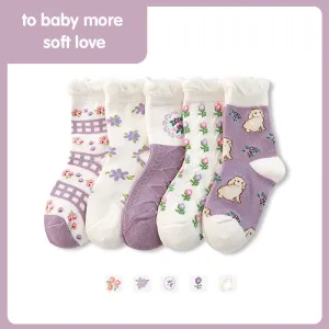 5-pairs Toddler Ruched Trim Socks Set #803167
