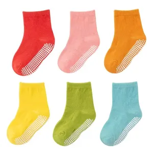 6-pack Baby/Toddler Basic solid color all match non-slip Socks for Boys and Girls #1065093