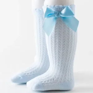 Baby Solid Bowknot Breathable Middle Socks #191300