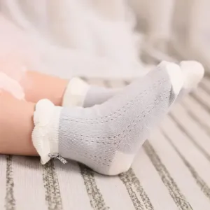 Baby/toddler Girl Breathable Mesh Butterfly Knot Combed Cotton Socks #1325927