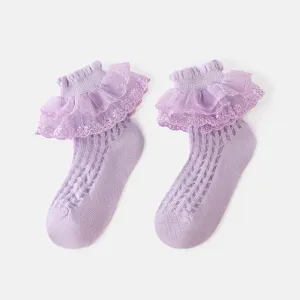 Baby / Toddler / Kid Lace Trim Mesh Thin Socks #224748