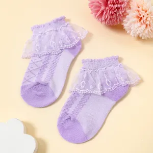 Baby / Toddler / Kid Lace Trim Pure Color Breathable Socks Dance Socks #198703