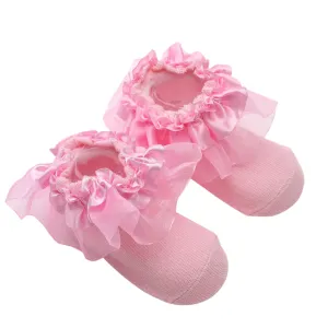 Baby / Toddler Lace Trim Solid Color Socks #193046