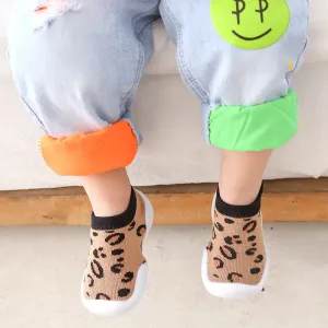 Baby/Toddler Leopard/Stripe Embroidery Antiskid Soft Sole Floor Socks #1059633