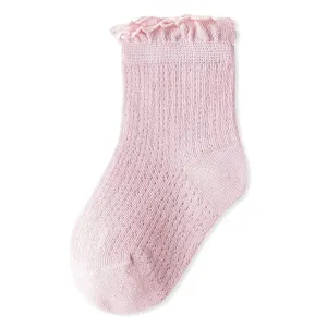 Summer Mesh Baby Socks - Pure Color with Lace Edge, Loose Ankle Design #1326039