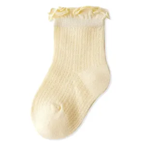 Summer Mesh Baby Socks - Pure Color with Lace Edge, Loose Ankle Design #1326044