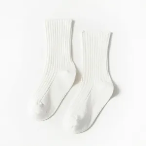 Toddler/kids Breathable and comfortable, casual and versatile, solid color striped mid-calf socks #1064737