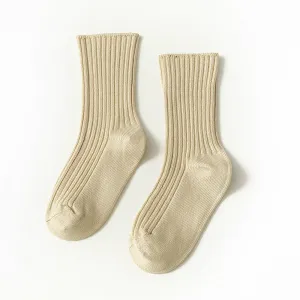 Toddler/kids Breathable and comfortable, casual and versatile, solid color striped mid-calf socks #1064750