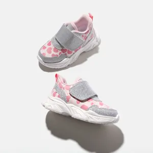 Toddler / Kid Heart Pattern Glitter Velcro Sneakers #899264