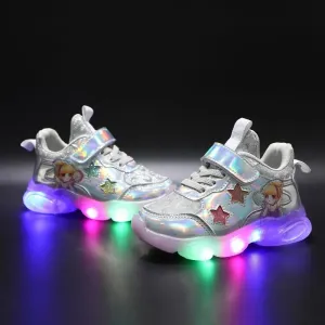 Toddler/Kids Girl Graffiti Stitched Gloss LED Sports Shoes #1323488