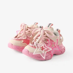 Toddler & Kids Trendy Stars Decor Double Shoelaces Velcro Sport Shoes #1195338