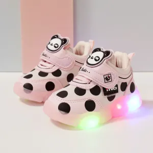Toddler Polka Dots Pattern Cartoon Panda LED Sneakers #803247