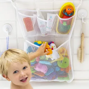Mesh Bath Toy Organizer Hanging Bathtub Toy Storage with Adhesive Hooks #227079