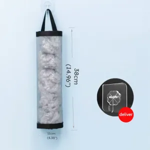 Mesh Garbage Bag Plastic Bag Holder Dispensers Folding Hanging Trash Storage Bag with Hook #906879