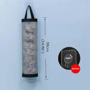 Mesh Garbage Bag Plastic Bag Holder Dispensers Folding Hanging Trash Storage Bag with Hook #906881