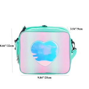 Rainbow Color Portable Lunch Box for Girls, Insulated Simple Shoulder Bag #1053147