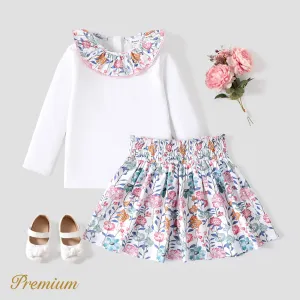 2 pcs Elegant  Smocked Toddler Girl Suit-Dress with Floral Pattern #1058300