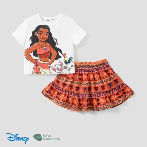 Disney Princess Moana/Ariel 2pcs Toddler Girls Naiaâ¢ Character Print T-shirt with Pattern All-over with Ruffled Skirt Set