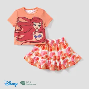 Disney Princess Moana/Ariel 2pcs Toddler Girls Naiaâ¢ Character Print T-shirt with Pattern All-over with Ruffled Skirt Set