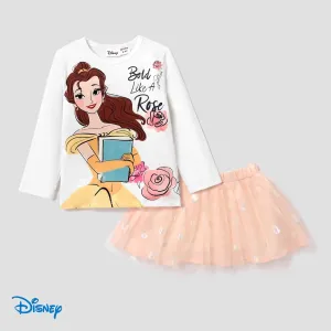 Disney Princess Toddler Girl 2pcs Character Print Long-sleeve Tee and Mesh Skirt Set #1095698