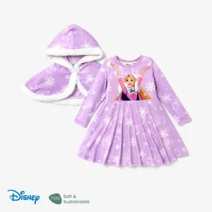 Disney Princess Toddler Girl Naiaâ¢ Character Print Long-sleeve Dress and Hooded Allover Snowflake Print Cloak Set #1166737
