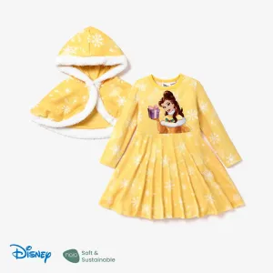 Disney Princess Toddler Girl Naiaâ¢ Character Print Long-sleeve Dress and Hooded Allover Snowflake Print Cloak Set #1166742