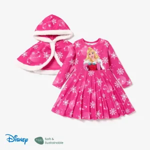 Disney Princess Toddler Girl Naiaâ¢ Character Print Long-sleeve Dress and Hooded Allover Snowflake Print Cloak Set #1166750