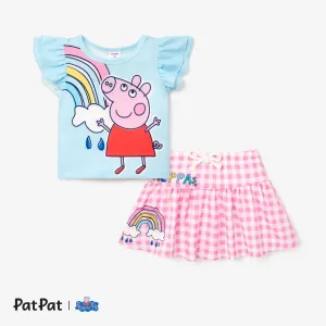 Peppa Pig Toddler Girl 2pcs Floral Grid pattern Skirt Set #1321532