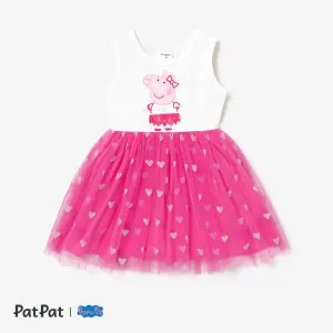 Peppa Pig Toddler Girl Short-sleeve Fungus Coat and Love Screen Print  Dress #1319582
