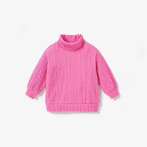 Toddler Girl Avant-garde Stand Collar Sweater and Avant-garde Grid Dress #1163883