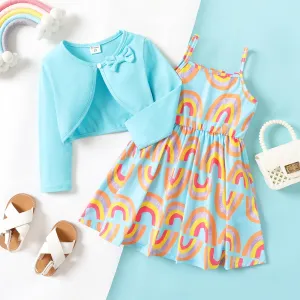 Toddler girl Geometric Rainbow Pattern Dress Set #1058239