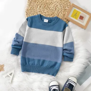 Toddler Boy Casual Stripe Colorblock Knit Sweater #222290
