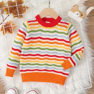 Toddler Boy/Girl Colorful Ripple Hollow Long-sleeve Sweater #1051883