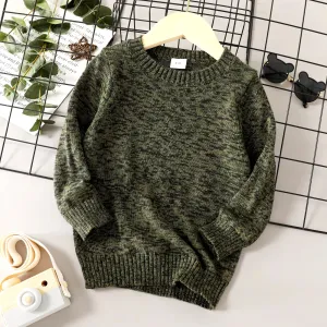 Toddler Boy/Girl Solid Color Round-collar Knit Sweater #984272