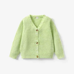 Toddler Girl Button Design Waffle Knit Sweater Cardigan #1082817