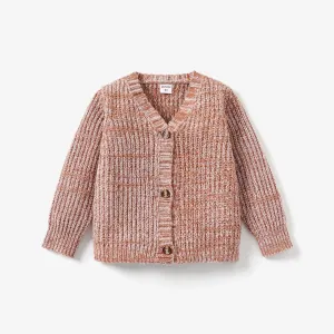 Toddler Girl Button Design Waffle Knit Sweater Cardigan #1082822