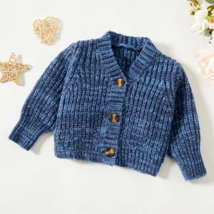 Toddler Girl Button Design Waffle Knit Sweater Cardigan #1082825