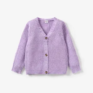 Toddler Girl Button Design Waffle Knit Sweater Cardigan #1082830