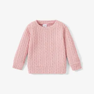 Toddler Girl Solid Casual Cable Knit Sweater #193687