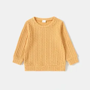 Toddler Girl Solid Casual Cable Knit Sweater #193692