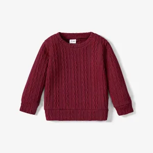 Toddler Girl Solid Casual Cable Knit Sweater #193697