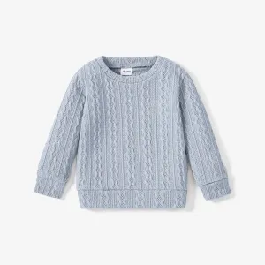 Toddler Girl Solid Casual Cable Knit Sweater #193711