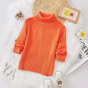 Toddler Girl Turtleneck Solid Color Ribbed Knit Sweater #830108