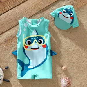 2pcs Baby Boy's Childlike 3D Hyper-Tactile Marine Animals Print Swimwear #1323375