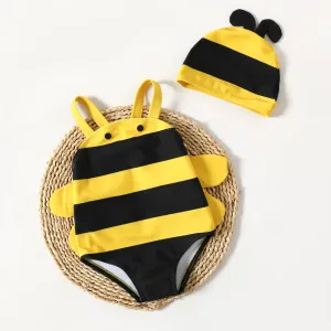 Childlike 3D Honeybee Swimwear Set for Baby Girls