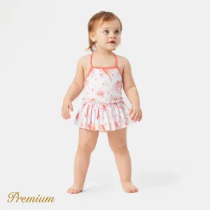 Baby Girl Allover Coral Print One Piece Slip Swimsuit #872125