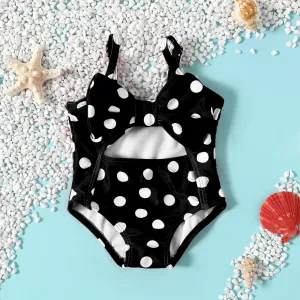 Baby Girl Allover Polka Dot Print Cut Out One-Piece Swimsuit #1039395