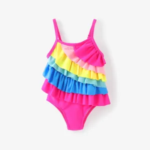 Baby Girl Rainbow Multi-layered Cami One-Piece Swimsuit #1325795