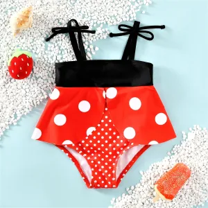 Baby Girl Seven-star Ladybug Pattern Hanging Strap Swimwear #1330112