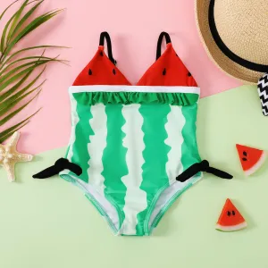 Baby Girl Watermelon Pattern One Piece Swimsuit #1044368